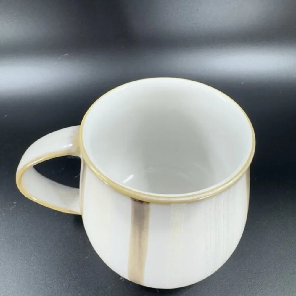 Denby Truffle Layers Stoneware Mug Cup Brown Stripes Porcelain England Set Of 2‎